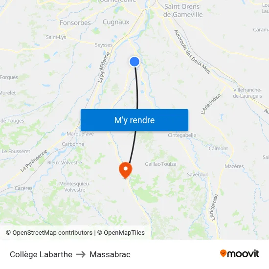 Collège Labarthe to Massabrac map