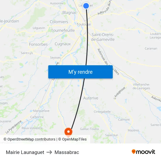 Mairie Launaguet to Massabrac map