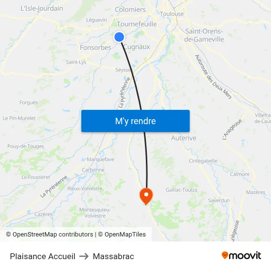 Plaisance Accueil to Massabrac map