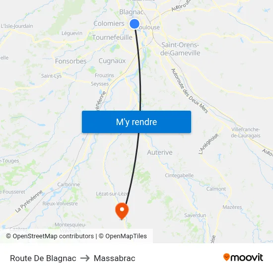 Route De Blagnac to Massabrac map