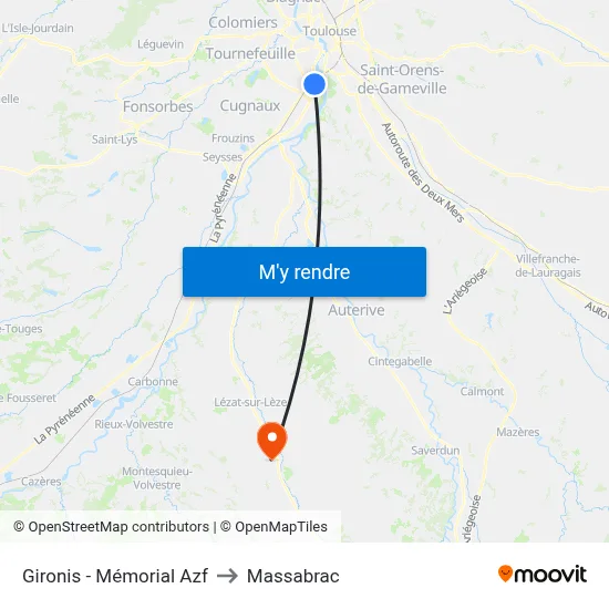 Gironis - Mémorial Azf to Massabrac map