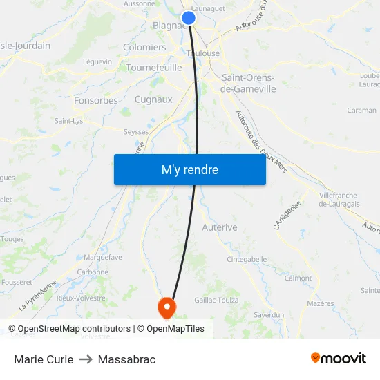 Marie Curie to Massabrac map