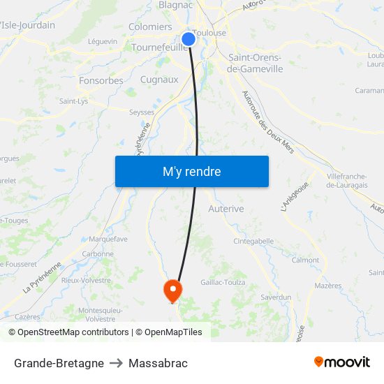 Grande-Bretagne to Massabrac map