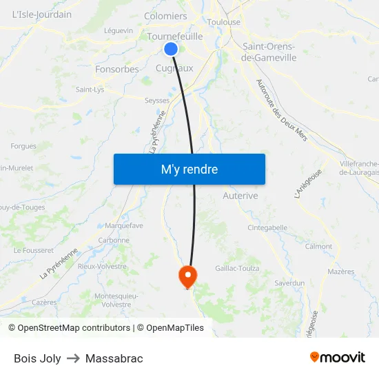 Bois Joly to Massabrac map