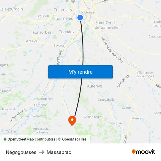 Négogousses to Massabrac map
