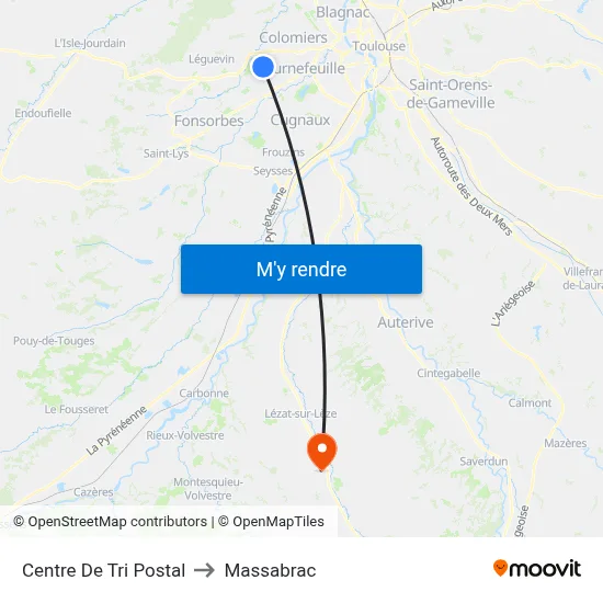 Centre De Tri Postal to Massabrac map