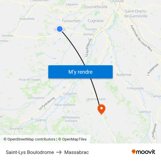 Saint-Lys Boulodrome to Massabrac map