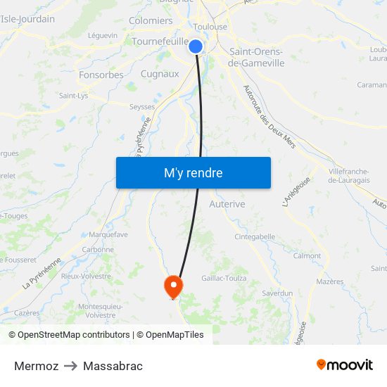 Mermoz to Massabrac map