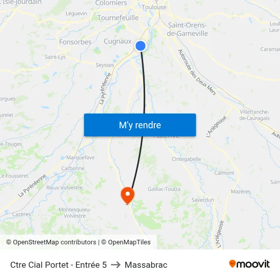 Ctre Cial Portet - Entrée 5 to Massabrac map