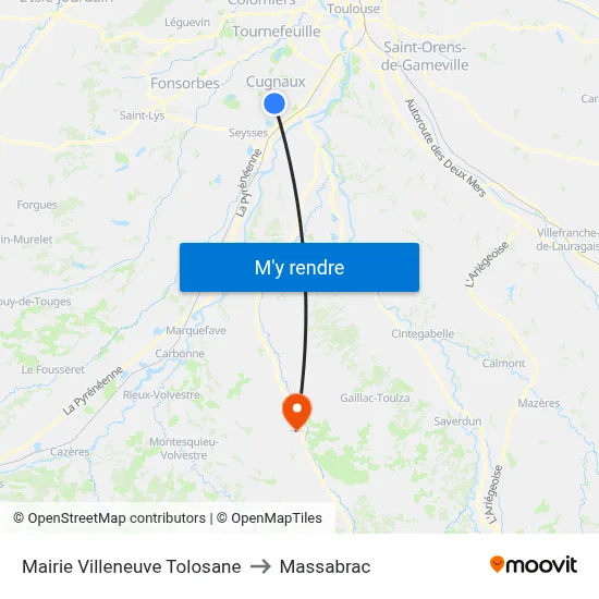 Mairie Villeneuve Tolosane to Massabrac map