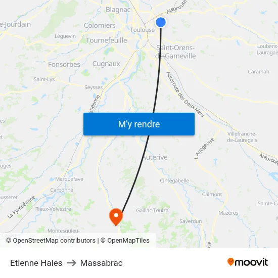 Etienne Hales to Massabrac map