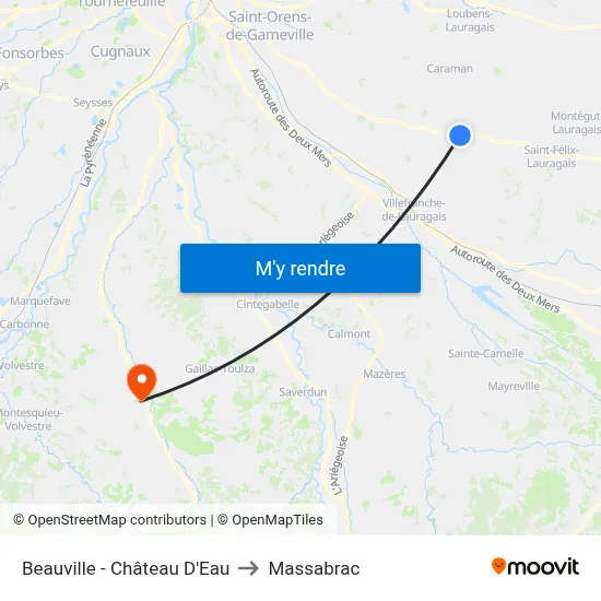 Beauville - Château D'Eau to Massabrac map