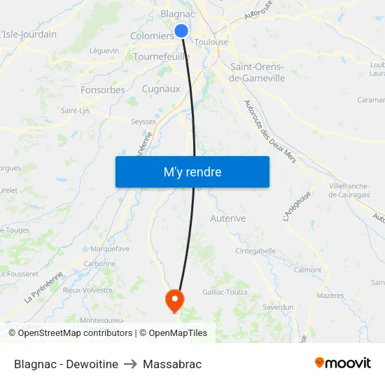 Blagnac - Dewoitine to Massabrac map