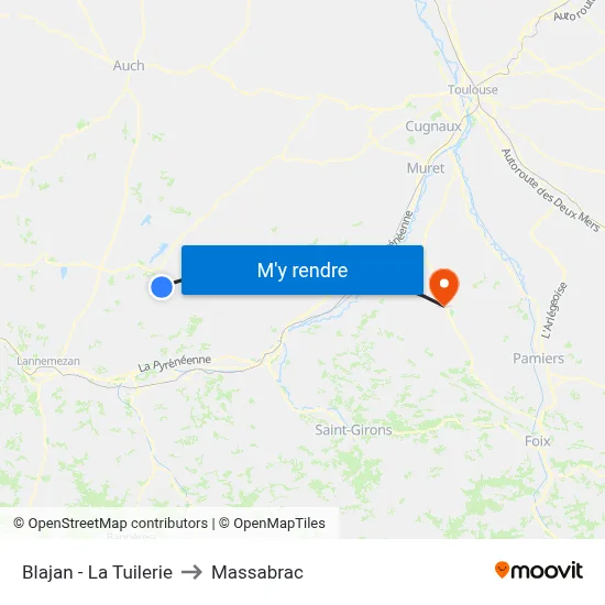 Blajan - La Tuilerie to Massabrac map