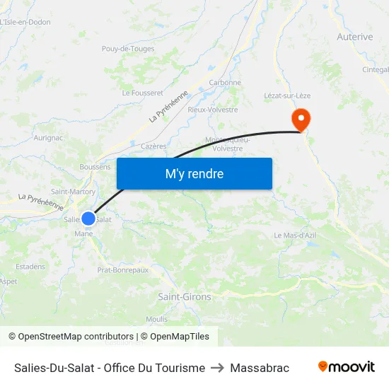Salies-Du-Salat - Office Du Tourisme to Massabrac map