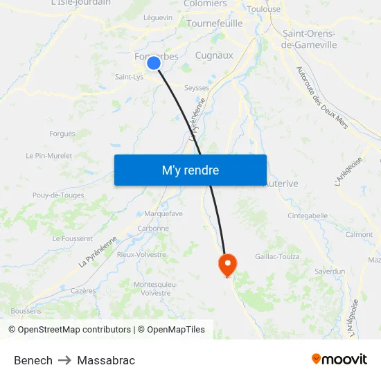 Benech to Massabrac map