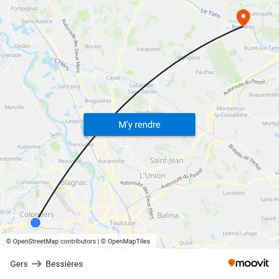 Gers to Bessières map