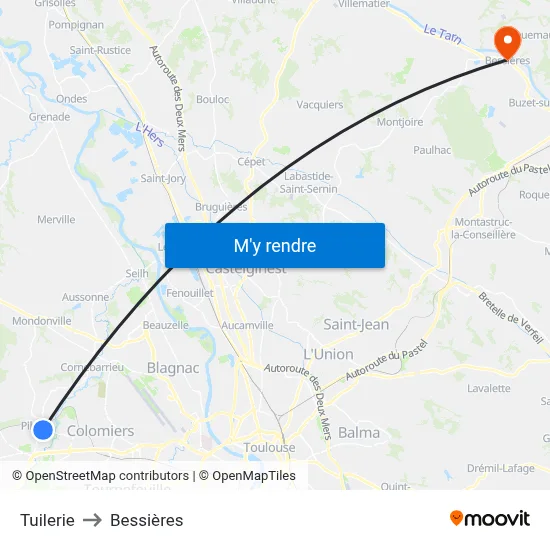 Tuilerie to Bessières map
