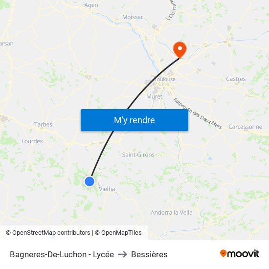 Bagneres-De-Luchon - Lycée to Bessières map