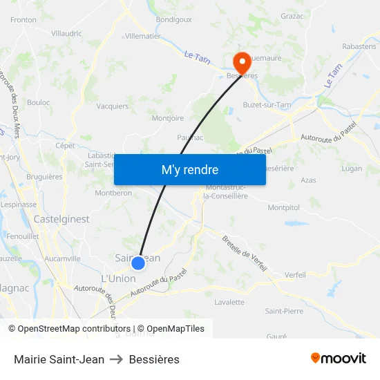 Mairie Saint-Jean to Bessières map
