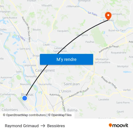 Raymond Grimaud to Bessières map