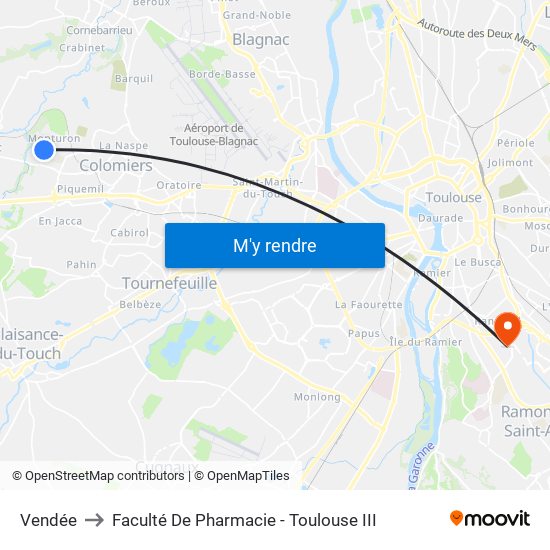 Vendée to Faculté De Pharmacie - Toulouse III map