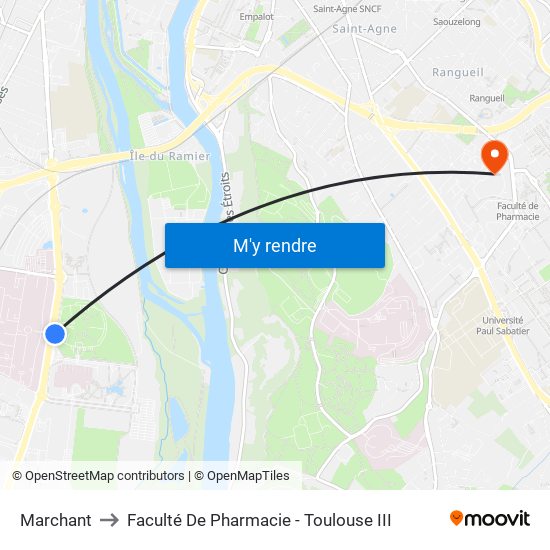 Marchant to Faculté De Pharmacie - Toulouse III map