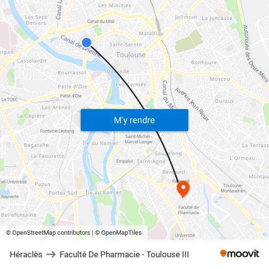 Héraclès to Faculté De Pharmacie - Toulouse III map