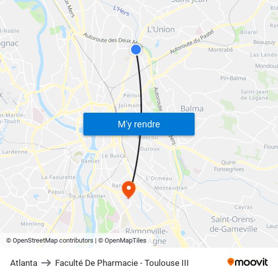 Atlanta to Faculté De Pharmacie - Toulouse III map