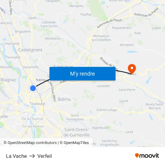 La Vache to Verfeil map