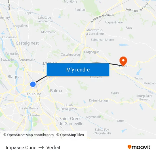 Impasse Curie to Verfeil map