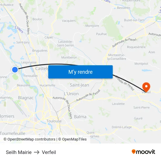 Seilh Mairie to Verfeil map