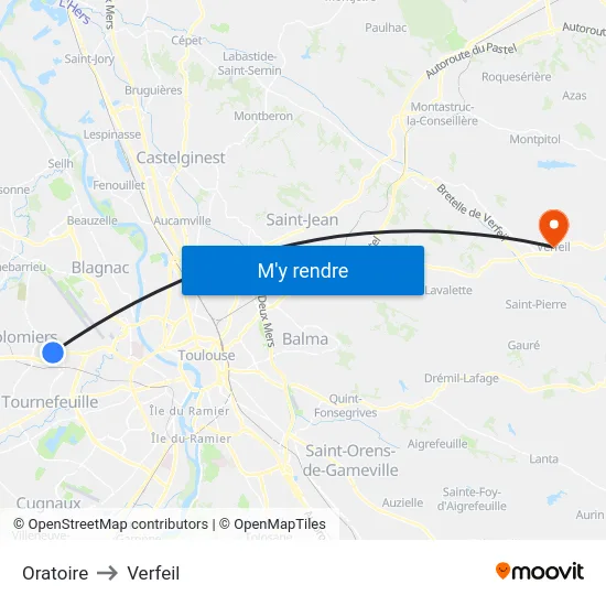 Oratoire to Verfeil map