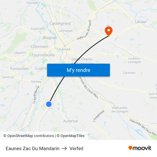 Eaunes Zac Du Mandarin to Verfeil map