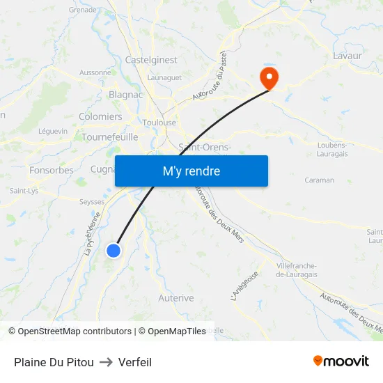 Plaine Du Pitou to Verfeil map