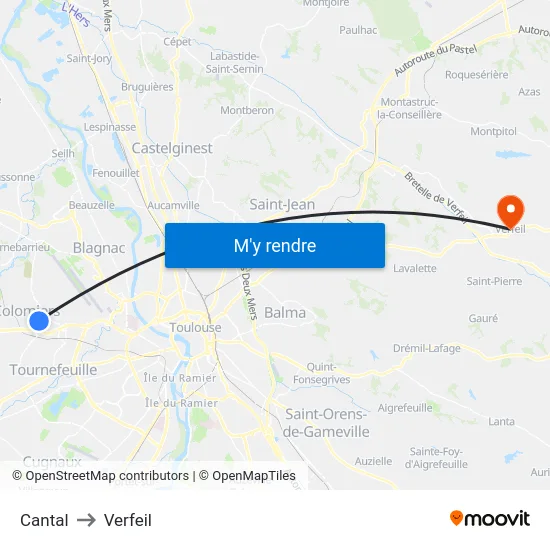 Cantal to Verfeil map
