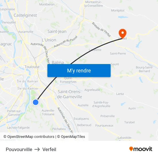 Pouvourville to Verfeil map