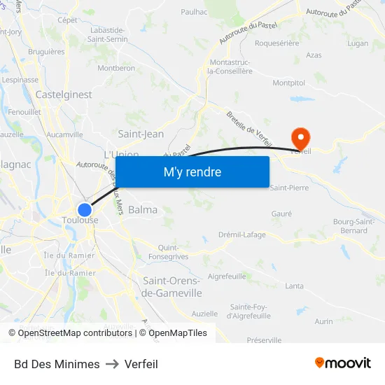 Bd Des Minimes to Verfeil map