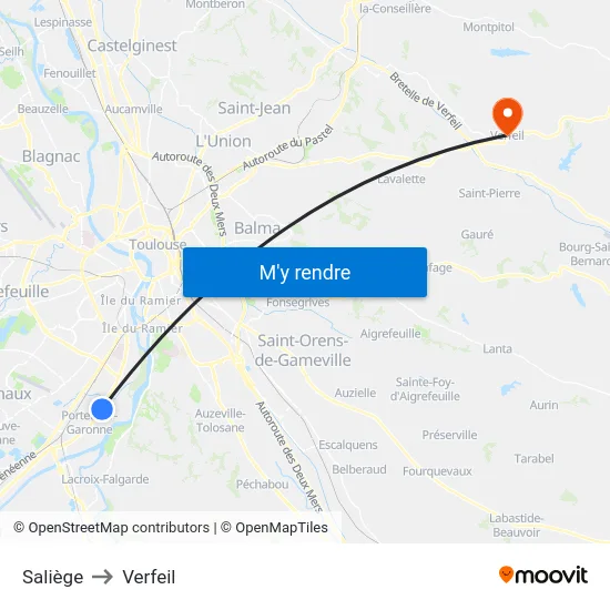 Saliège to Verfeil map