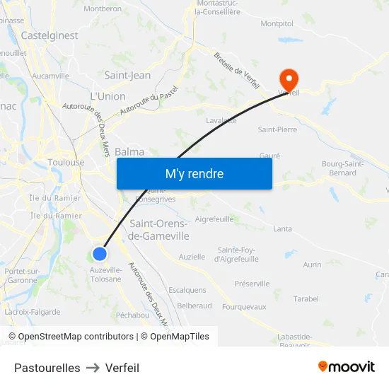 Pastourelles to Verfeil map