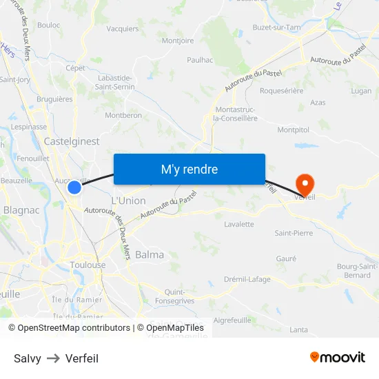 Salvy to Verfeil map