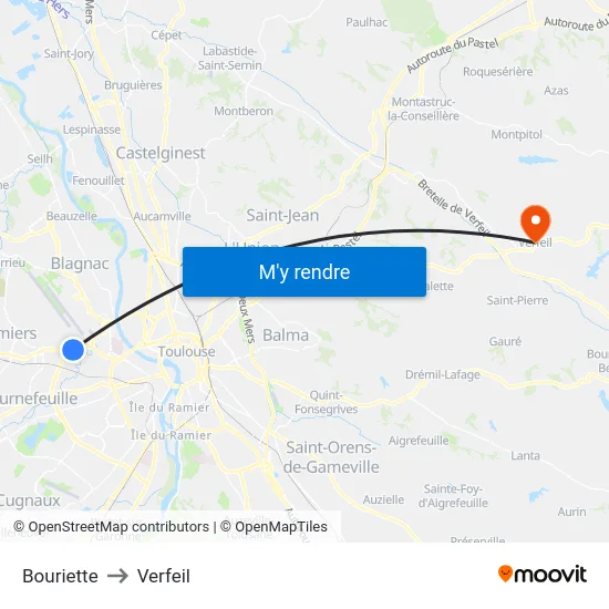 Bouriette to Verfeil map