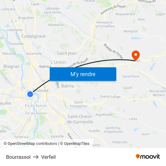 Bourrassol to Verfeil map