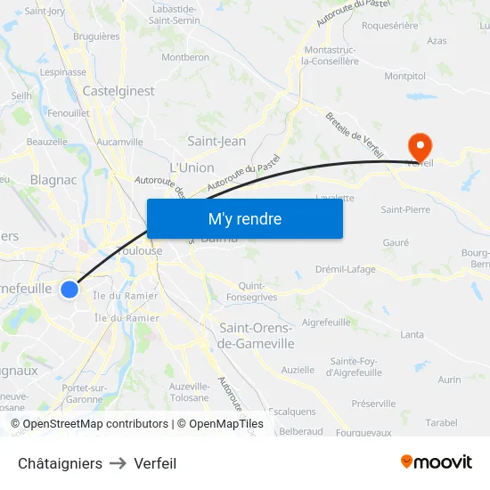 Châtaigniers to Verfeil map