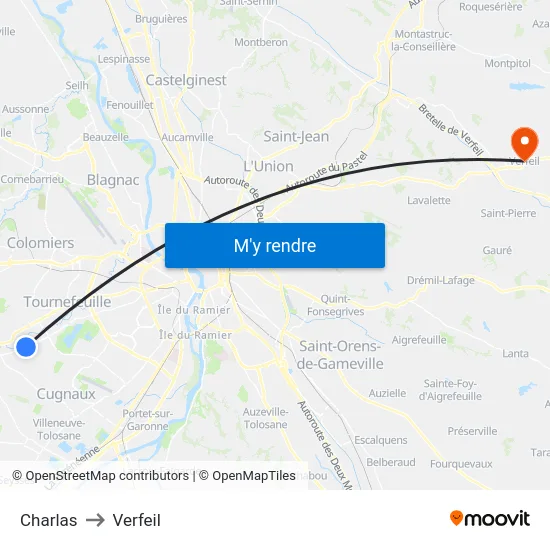 Charlas to Verfeil map