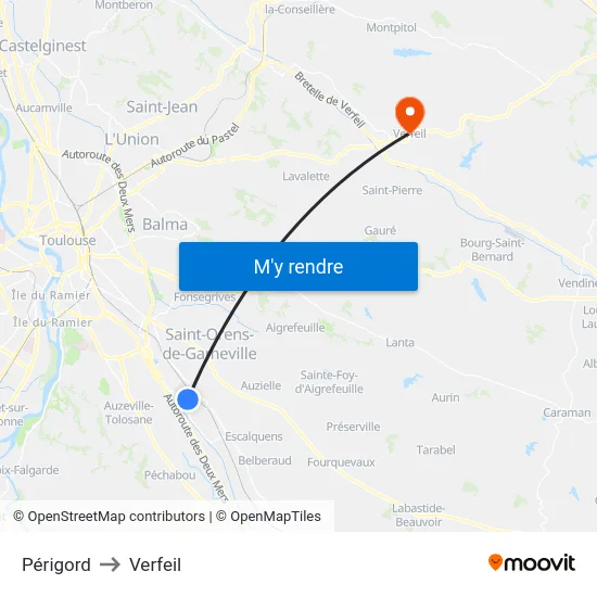 Périgord to Verfeil map