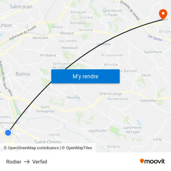Rodier to Verfeil map