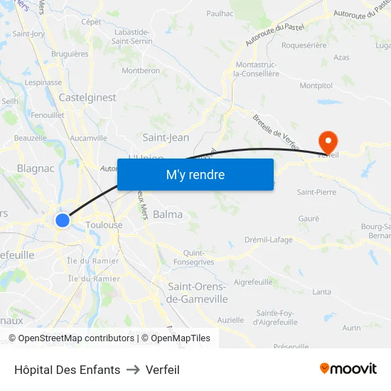 Hôpital Des Enfants to Verfeil map