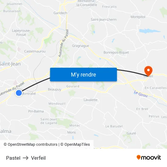 Pastel to Verfeil map