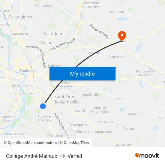 Collège André Malraux to Verfeil map